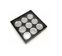 HLLMX 1 PCS Empty Eyeshadow Palette Portable Square Eyeshadow Box 9 Grids Cosmetics Storage Organizer 20mm Round Metal Pans for Eyeshadow Lipstick Blush Powder Pigment (Black)