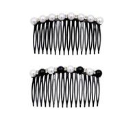 HLLMX 2 PCS Black Hair Side Combs Decorative Hair Combs Vintage Pearl Rhinestone Black Hair Comb Clip Accessories Pearls Hair Side Comb Womens Girls Rhinestones Flower Hair for Women and Girls