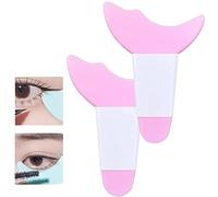 HLLMX 2 PCS Mascara Eyelash Applicator Guard Tool Eyelash Eyeshadow Auxiliary Guard Tool Silicone Reusable Eyeshadow Lash Auxiliary Applicator Tool for Eye Makeup (Pink)