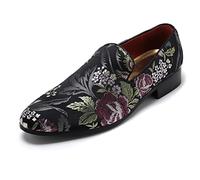 HLLQ Men's Luxury Embroidery Penny Loafer Noble Slip-on Suede Loafers Shoes Smoking Slippers Party Dancing Shoes Plus Size 7-13, A-multicolor, 8 UK