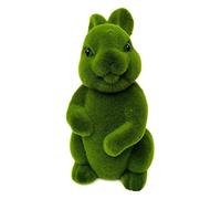 HLLR Artificial Plant Green Flocking Toys Handmade Grass Animal Easter Rabbit Bunny Bear Party Garden Home Ornament