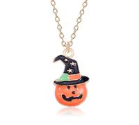 HLMIN Halloween Pumpkin Pendant Necklace, Gothic Pumpkin Choker Jewelry Necklace Party Ghost Long Chain Necklaces for Women, Halloween Jewelry Gifts for Women Jewelry Pumpkin Elf Necklace