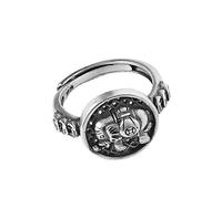 HLMIN Little Elephant Ring For Men Women, Vintage Cool Gothic Adjustable Ring Jewelry Gifts for Women Men, Metal, No Gemstone