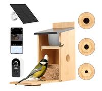 HLMNAKE Bird Box with Camera, 5MP HD Nesting Box for Outdoors, 2.4G WiFi & App Notification, Watch Nesting and Hatching, Automatic Recording of Bird Videos & Motion Detection, Solar Powered