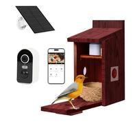 HLMNAKE Bird House with 5MP Camera, Nesting Box for Outdoors, 2.4G WiFi & App Notification, Watch Nesting and Hatching, Automatic Recording of Bird Videos & Motion Detection, Solar Powered