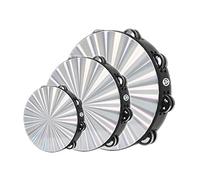 HLMOptimo 3 Pack Tambourine for Adults Wooden Tambourine 6 inch 8 inch 10 inch Hand Held Tambourine Metal Jingles Single Row Instrument Handheld Tambourine Drum (Radiant)