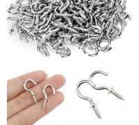 HLMYER 100 Pcs Small Hooks - Metal Mini Screw Hooks for Hanging, Under Cupboard, Cabinet Shelf, Hanging Plant (20MM)