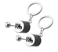 HLMYER 2 Pcs Car Shifter keyring,Black Auto Gear Shifter Key Chains for Men,Six-Speed Gear Stick Knob Gearbox Key Ring,Shift Shaped Cars Keychain,Metal Creative Mens Keyrings Car Gifts for Men,Women