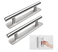 HLMYER 2 PCS Stick on Handles,Cabinet Door Pull Handle,No Drilling Silver Sliding Door Handle,150X25mm Stick on Door Handles for Fridge Kitchen Bathroom Closet Wardrobe Dresser Window Handle