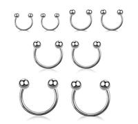 HLMYER 8 PCS Horseshoe Piercing,Smiley Septum Piercing Jewellery,Septum Ring Stainless Steel,Eyebrow Earring Hoop Lip Rings,Horse Shoe Nose Ring,Smiley Nose Piercing Kit,for Women Men (6/8/10/12mm