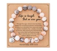 HLMYER Beaded Bracelets for Women,Bead Mum Bracelet with Heart Charm,30-80 Birthday Gifts Beaded Bracelets for Women,Special Mum Grandma Nanny Nana Teacher Gifts for Birthday Christmas