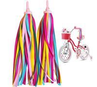 HLMYER Bike Tassels for Girls,Colorful Bike Streamers Girls,Cute Scooter Tassels Girls,Rainbow Girl Bike Accessories Kids,Durable Micro Scooter Accessories Ribbons,for Tricycle's,Bike's Handlebars