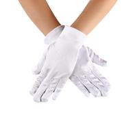 HLMYER Short White Satin Gloves,Vintage Short Smooth Satin Gloves,Classic Magic Gloves for Women and Men,Soft Nylon Short Pure White Gloves,for Opera,Magician,Banquet,Tea Party,Wedding,Dance Party