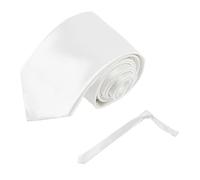 HLMYER White Classic Solid Satin Neck Tie for Men - Formal Wedding Business Polyester Plain Glossy Necktie