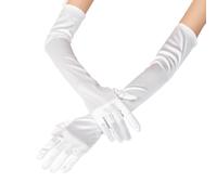 HLMYER White Satin Long Gloves - Stretchy Opera Style for Women's Evening, Bridal, Party, Wedding, Prom, 1920s Dance