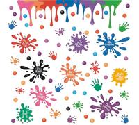 HLNIUC Colorful Inspirational Wall Decals 31pcs Positive Saying Ink Splatter Splotches Wall Sticker Watercolour Motivational Lettering Wall Peel and Stick Decor for Kid Playroom Daycare Art Decor