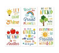 HLNIUC Colorful Rainbow Art Print,Kids Inspirational Quote Canvas Posters Set of 6(8”X10”, Unframed),Be Kind Bible Verse Wall Art for Children’ s Classroom,Sunday School Decor.