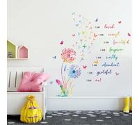 HLNIUC Dandelion Inspirational Saying Wall Sticker 75PCS Butterfly Positive Affirmation Wall Decal Flora Motivational Quotes Peel and Stick Wall Stickers Flower Inspiring Wall Decals for Girl Bedroom