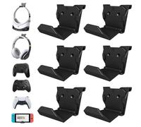 HLRAO 6 Pack Controller Wall Mount Holder,Adhesive/Screws Installation Wall Mount for PS5, Xbox, Switch Controller, Headset
