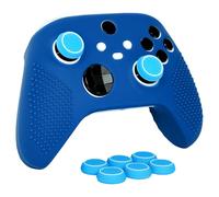 HLRAO Anti-Slip Blue Controller Skin,Studded Edition Protective Silicone Cover Skin Grips Compatible with Xbox Series X/S Controller and 6 PCS Thumb Grips Caps.