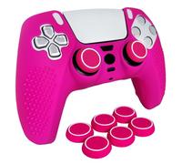 HLRAO Anti-Slip Pink PS5 Controller Skin,Studded Edition Protective Silicone Cover Skin Grips Compatible with PS5/Slim/Pro Controller and 6 PCS Thumb Grips Caps.