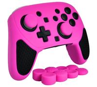 HLRAO Anti-Slip Pink Silicone Cover Skins for Nintendo Switch 2 Pro Controller - Soft Thicken Studded Grip Protector Case for Switch 2 Pro with 8 Thumb Grips Caps Accessories