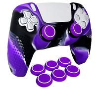 HLRAO Anti-Slip Purple&Black Controller Skin,Studded Edition Protective Silicone Cover Skin Grips Compatible with PS5/Slim/Pro Controller and 6 PCS Thumb Grips Caps.