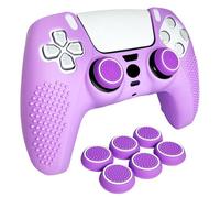 HLRAO Anti-Slip Purple Controller Skin,Studded Edition Protective Silicone Cover Skin Grips Compatible with PS5/Slim/Pro Controller and 6 PCS Thumb Grips Caps.