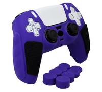 HLRAO Anti-Slip Purple PS5 Controller Skin,Soft Thicken Studded Protective Silicone Cover Skin Grips Compatible with PS5/Slim/Pro Controller with 8 PCS Thumb Grips Caps.