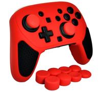 HLRAO Anti-Slip Red Silicone Cover Skins for Nintendo Switch 2 Pro Controller - Soft Thicken Studded Grip Protector Case for Switch 2 Pro with 8 Thumb Grips Caps Accessories