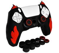 HLRAO Black Anti-Slip Soft Protective Silicone Cover Skins Compatible with PS5/Slim/Pro Controller,8 PCS Thumb Grips Caps and 2 Grips Caps.