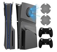 HLRAO Faceplate for PS5 Pro Disc and Digital Edition with Cooling Vent and Dust Filter,Hard Shockproof Anti-Scratch ABS Shell,Extra 2 Controller Silicone and Fan Dustproof net 9 in 1 Gift