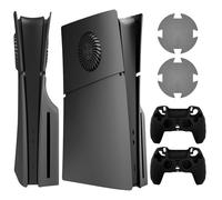 HLRAO Faceplate for PS5 Slim Disc and Digital Edition with Cooling Vent and Dust Filter,Hard Shockproof Anti-Scratch ABS Shell,Extra 2 Controller Silicone and Fan Dustproof net 9 in 1 Gift