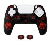 HLRAO Lightning Laser Engraved Dragon Silicone Case Skin Case (Radiation) for PS5 Controllers x 1 with Laser Dragon Thumb Grips x 2