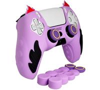 HLRAO Purple Anti-Slip Soft Protective Silicone Cover Skins Compatible with PS5/Slim/Pro Controller,8 PCS Purple Thumb Grips Caps and 2 Grips Caps.