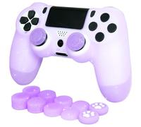 HLRAO Purple Glitter Anti-Slip Protective Silicone Cover Skin Compatible with PS4/Slim/Pro Controller,8 PCS Glitter Thumb Grips Caps and 2 Grips Caps.