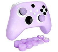 HLRAO Purple Glitter Anti-Slip Protective Silicone Cover Skin Grips Compatible with Xbox Series X/S Controller,8 PCS Glitter Thumb Grips Caps and 2 Grips Caps.