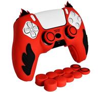 HLRAO Red Anti-Slip Soft Protective Silicone Cover Skins Compatible with PS5/Slim/Pro Controller,8 PCS Red Thumb Grips Caps and 2 Grips Caps.