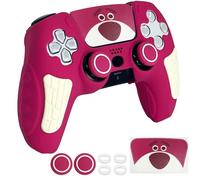 HLRAO Rose Pink Anti Slip Cartoon PS5 Controller Skin Set,Soft Protective Cover Case for PlayStation 5 Wireless Controller with Touch Pad Stickers and 2 Thumb Grip Caps