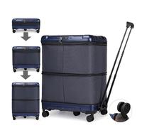 Hlrmsat Expandable Foldable Luggage with Handle Collapsible Suitcases with Removable Wheels Rolling Travel Duffel Bag, Blue, M