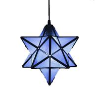 HLRTBCN 12 Inch Led Star Style Chandelier,stained Glass Shade Ceiling Light Stained Pendant with Inches Wide for Bedroom/living Room/cafe/bar 110v-240v blue Aqiong