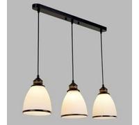 HLRTBCN 3-Light Pendant Lights Kitchen Island, American Hanging Lights with Cone White Glass Shade for Dining Room Bedroom Pendant Lighting(Black) Aqiong