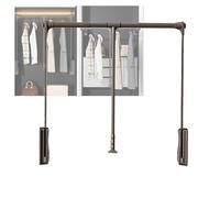 HLRTBCN Adjustable Pull Down Closet Rod with Double Buffer Hanger, 44 lbs Capacity, Fits 21.65-49.21 Inch Cabinets, Ideal for Wardrobes (Brown, 550-700mm) Aqiong