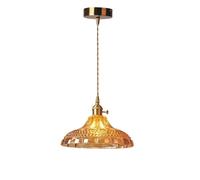 HLRTBCN Amber Glass Hanging Lights, French Pot Cover Lampshade Pendant Lamp for Kitchen Island Living Room Dining Room Aqiong