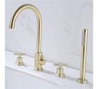 HLRTBCN Bathtub Faucet, Bathtub Edge Bathroom, All Copper Split Four Piece Set, Shower Shower, hot and Cold Household Faucet,Gold Four Piece Aqiong