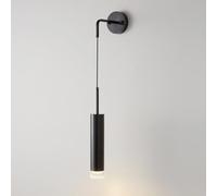 HLRTBCN Bedside Wall Lamp, Copper Long Tube Wall Light with Acrylic Shade, Ultra-thin Flute Wall Sconce, Modern LED Wall Lamps - 6W - 3 Color Modes, Cylindrical Brass Wall Lights(Dark) Aqiong