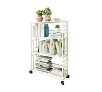 HLRTBCN Bookcase Metal 4-Tier Bookcases Display Stand Metal Mesh Simple Shoe Rack Indoors and Outdoors Plant Rack for Home Office and Retail Store (white) Bookshelf Aqiong