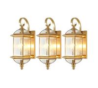 HLRTBCN Ceiling Lighting Wall Sconce for Front Door 18.5" Brass Outdoor Light Glass Gold Waterproof Exterior Mounted Lamp Porch Garden Patio Lantern(3 Aqiong