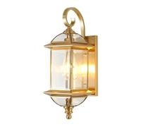 HLRTBCN Ceiling Lighting Wall Sconce for Front Door 18.5" Brass Outdoor Light Glass Gold Waterproof Exterior Mounted Lamp Porch Garden Patio Lantern(1 Aqiong
