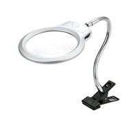 HLRTBCN Clamp-on Table & Desk Magnifier Lamp, 2.5X 5X Hands Free Magnifying Glass with 2 Daylight LED Light& Metal Clip - Crafts Reading Jewelry Soldering Sewing Hobby Repair Gift Aqiong